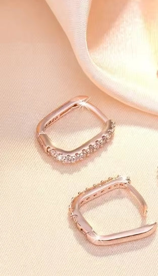 Roségoldene Kristall-Glitzer-Creolen